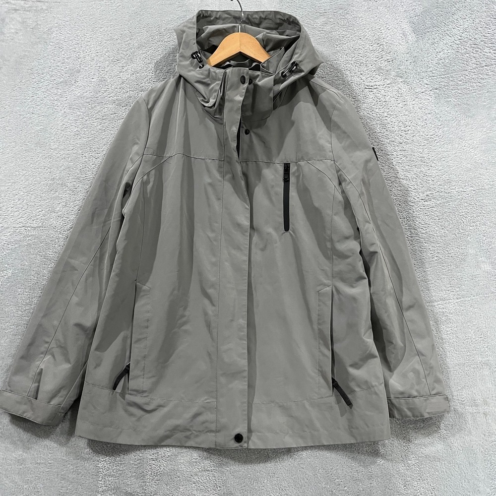 Calvin Klein Jacket Womens Large Gray Lined Hooded Water‎ Resistant Full Zip